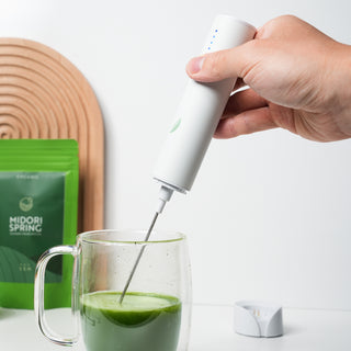 Electric matcha whisk serves up frothy green tea in seconds